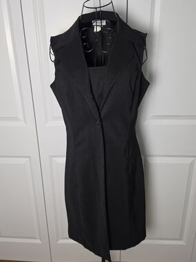 Vintage Breakin Loose 2 Piece Dress & Vest Set Black Size 9/10 Y2K Whimsigoth